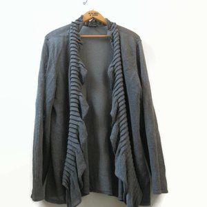 Eileen Fisher Linen Blend Cardigan with Origami Pleat Detail